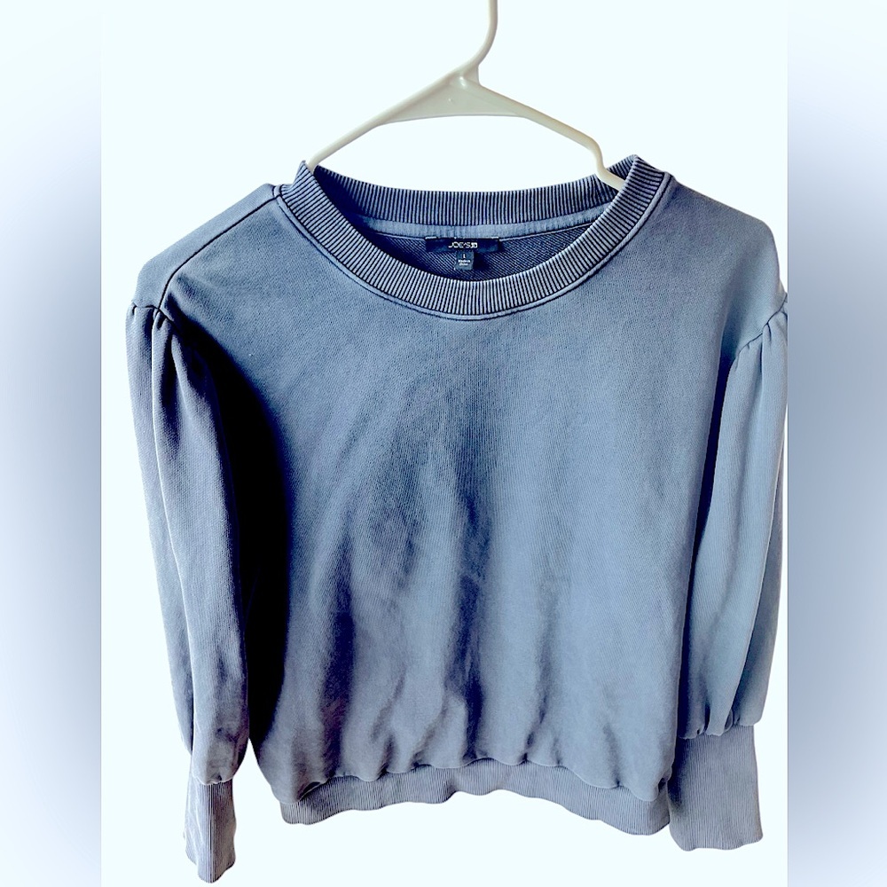 Joe’s Jeans Puff Sleeve Sweatshirt Gray Large Worn-In Look- Large